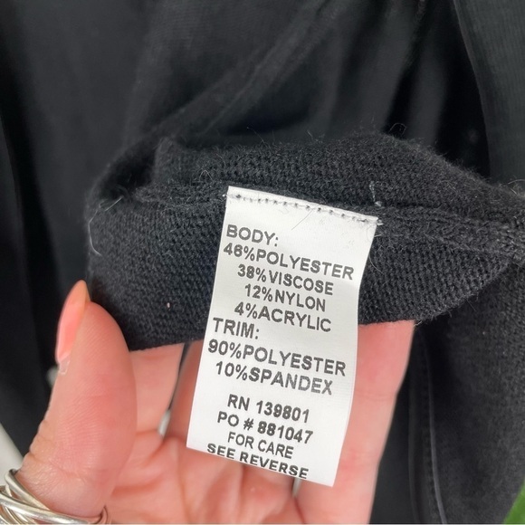 Zero Degrees Celsius black with faux leather trim asymmetrical cardigan - Picture 9 of 9